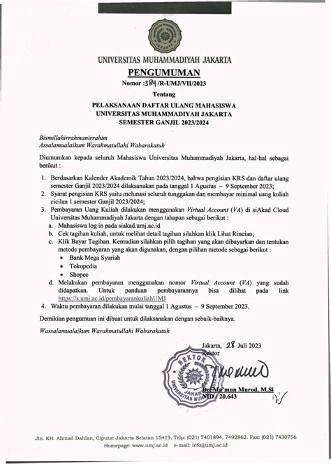 Pengumuman Registrasi Krs Semester Ganjil Ta Universitas