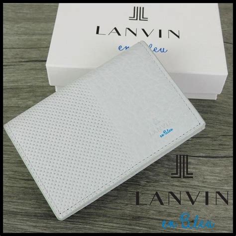 【未使用】b1420 新品 1円～ 定価9 350円★lanvin En Bleu ランバンオンブルー★白 牛革製 名刺入れ カードケース 箱