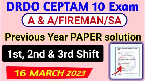 Drdo Admin And Allied March All Shift Paper Solution Drdo