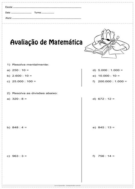 Avaliação De Matemática 4 Ano De Acordo Com A Bncc