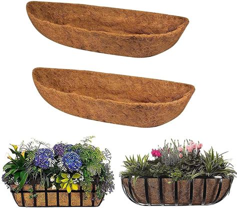 Erock 2pcs Coco Liner Trough Coco Liner For Planters 24303648 Inch Half Moon