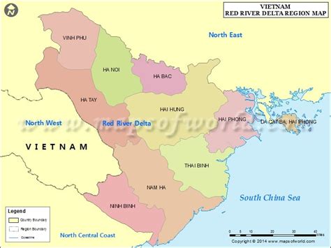 Map of Red River Delta Region, Vietnam