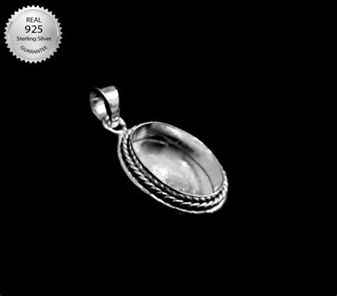 925 Sterling Silver Oval Shape Bezel Pendant Blank Bezel Setting Blank