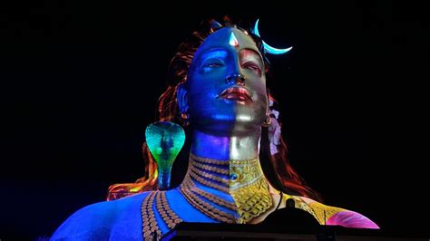 Adiyogi Shiva Statue Laser Light Show Chikkaballapur Youtube