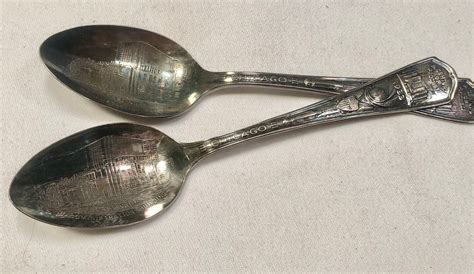 Vintage 1933 Chicago Worlds Fair Century Of Progress Pair Of 2 Silver