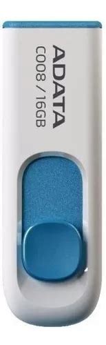 Memoria Usb 16gb Adata C008 Blanca Azul Garantia De Por Vida