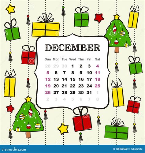 Thematic Template for a Calendar for 2021 December Stock Illustration ...