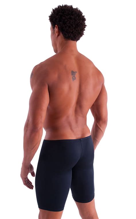 Extreme Lycra Jammer Shorts In Black Tricot Nylon Lycra