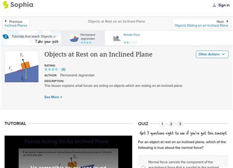 Sophia Objects At Rest On An Inclined Plane Lesson 1 Unit Plan For