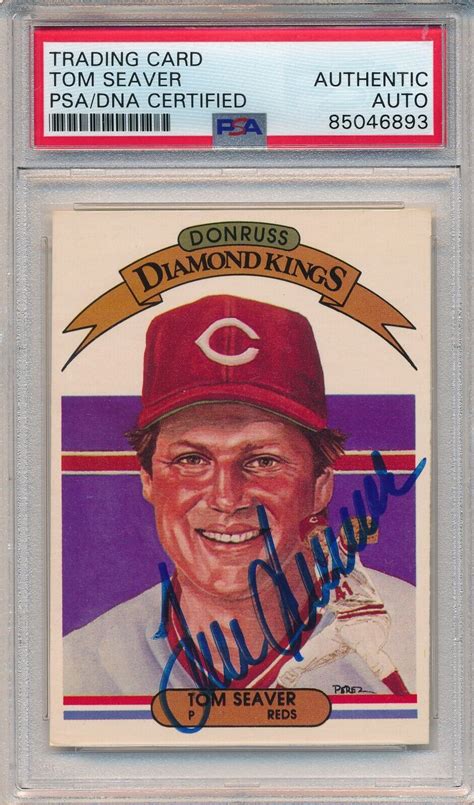 1982 Donruss Diamond Kings Tom Seaver 16 Psa Dna Authentic Auto Reds