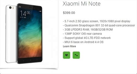 Xiaomi Mi Note Price In India Review Release Date Specifications