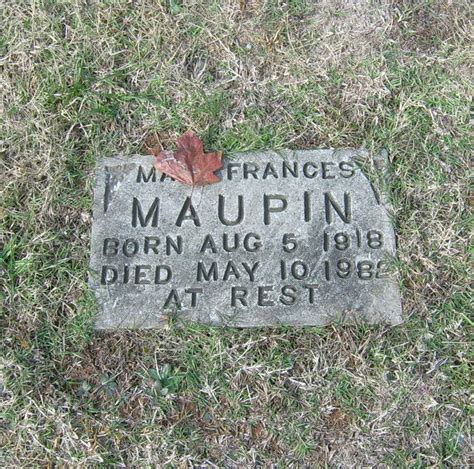 Mary Frances Maupin 1918 1982 Find A Grave Memorial