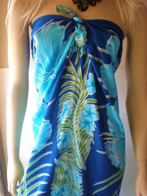 Bali Mumu Sarong Tube Dress Boho Hippy Hibiscus Frangipani Size S M L Xl 8 22 Tropical Scene