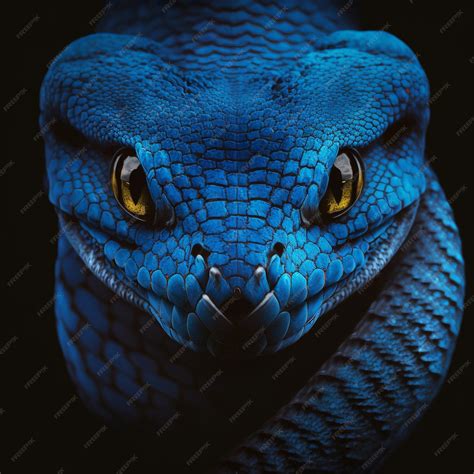 Premium Photo Blue Viper Snake Closeup Face Head Of Viper Snake