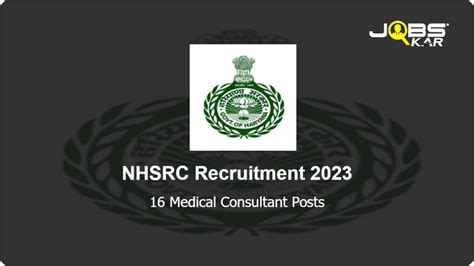 NHSRC Recruitment 2023 Apply Online For 16 Medical Consultant Posts