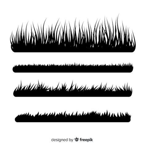 Free Vector | Black grass border silhouettes collection