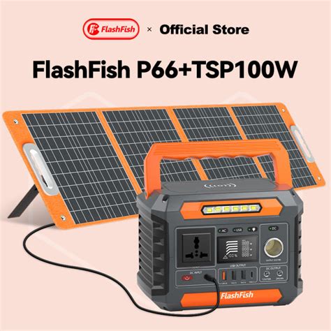 FlashFish Solar Generator P66 With TSP100W Solar Panel 320W 288Wh