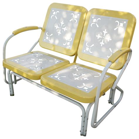 4d Concepts Metal Retro Patio Glider Loveseat Yellow Eclectic