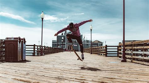 skateboard, skateboarder, bw, dark, asphalt, 4k HD Wallpaper