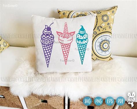 4 crèmes glacées SVG Bundle Set 2 crème glacée SVG coupe fichier