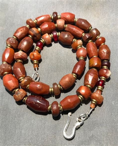 Old Beads Collection Antique African Himalayan Carnelian Jasper Agate