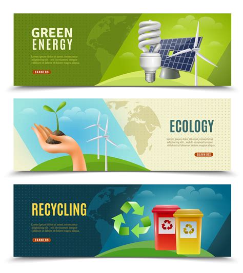 Ecological 3 Horizontal Banner Set 481545 Vector Art At Vecteezy