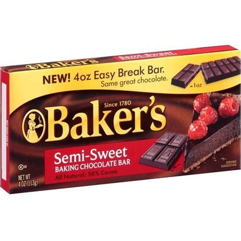 Bakers Semi Sweet Baking Chocolate Squares 4Oz Box Pack Of 4