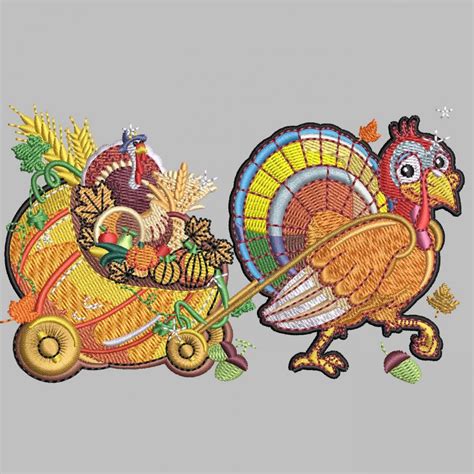 Turkey With Goodies Thanksgiving Embroidery Design | Cre8iveSkill