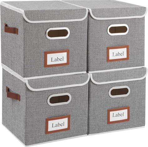 Lot De 4 Bote De Rangement Caisse De Rangement En Tissu Avec Couvercles