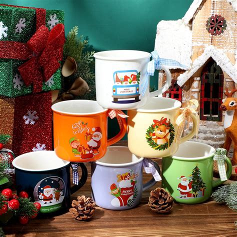 Tazas De Cer Mica De Navidad Con Cinta Tazas De Caf De Navidad De