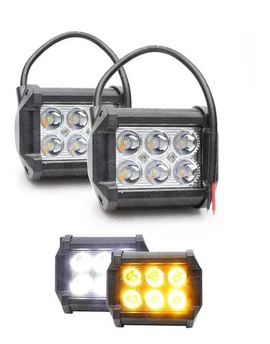 Par Faros 12 Led Dually Bicolor Dual Blanco Ambar Estrobo MercadoLibre