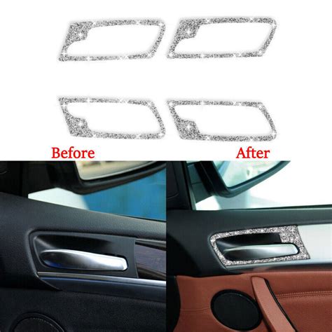 Bling Diamond Abs Car Inner Door Handle Frame Cover Trim For Bmw X X