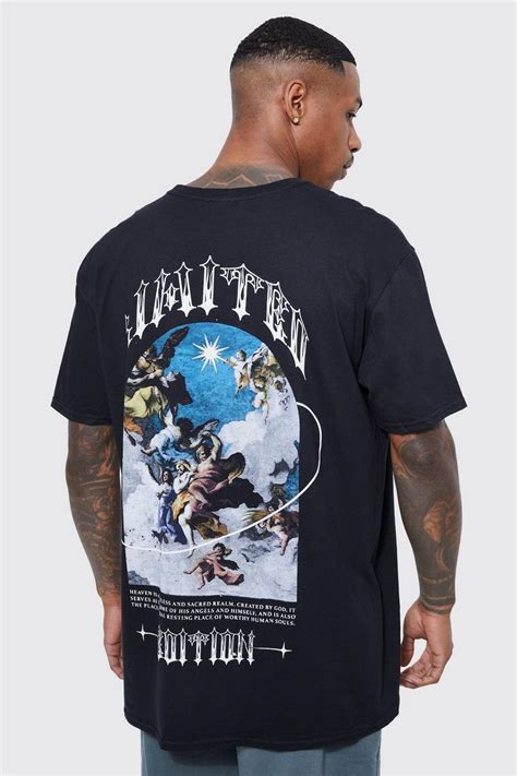 Mens Oversized Renaissance Back Graphic T Shirt Boohoo Uk