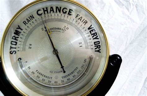 Huge Late Victorian 10 Dial Brass Aneroid Barometer On Ebonised Stand