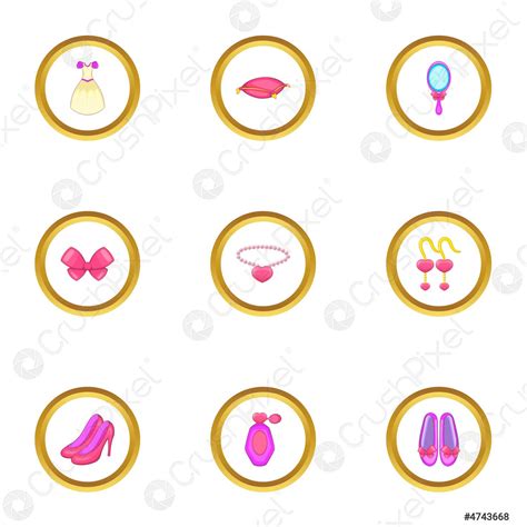 Doll Princess Icons Set Cartoon Style Stock Vector 4743668 Crushpixel