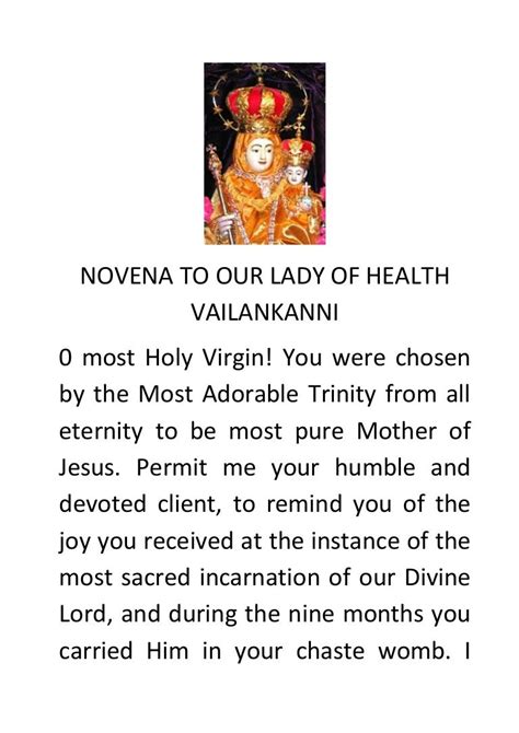 Novena prayer to our lady of vailankanni