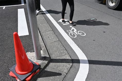 Japanese Road Traffic Signs. Various Signs are Written on the Road for ...