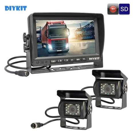 DIYKIT AHD 7inch TFT LCD Car Monitor Rear View Monitor Waterproof IR