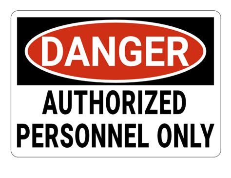 Printable Authorized Personnel Only Danger Sign