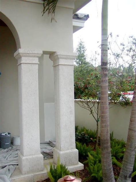 Cast Stone Square Columns Mediterranean Patio Miami By True
