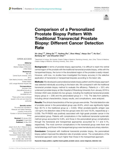 Pdf Comparison Of A Personalized Prostate Biopsy Pattern With