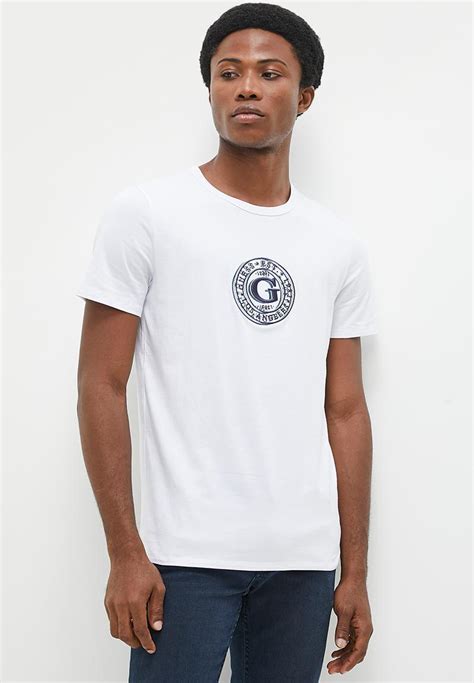 Short Sleeve Cn G Round Logo Tee Pure White Guess T Shirts And Vests