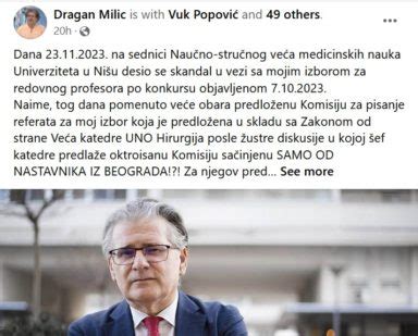 DR MILIĆ PREKRŠENA PROCEDURA U VEZI MOG IZBORA ZA REDOVNOG PROFESORA