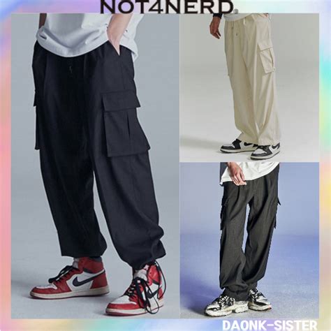 Not Nerd Wide String Cargo Slacks Pants Unisex Color Korea