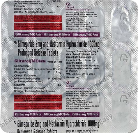 Glitaray M 2mg Forte Strip Of 15 Tablets Uses Side Effects Price