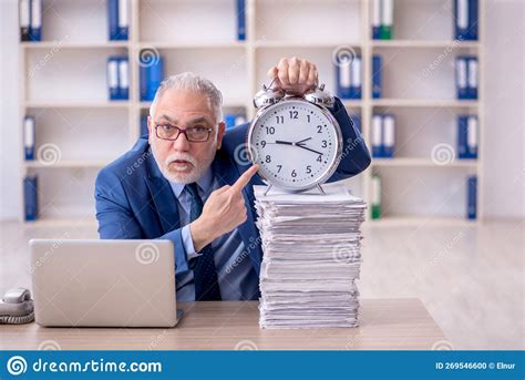 Old Male Employee In Time Management Concept Stock Photo Image Of