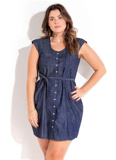 Vestido Jeans Plus Size Modelos Curtos E Longos Como Usar