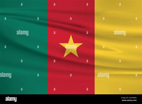 Waving Cameroon Flag Official Colors And Ratio Correct Cameroon