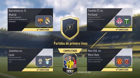 FIFA 17 PS4 SBC Desafío de Plantilla Partidos de Primera Línea