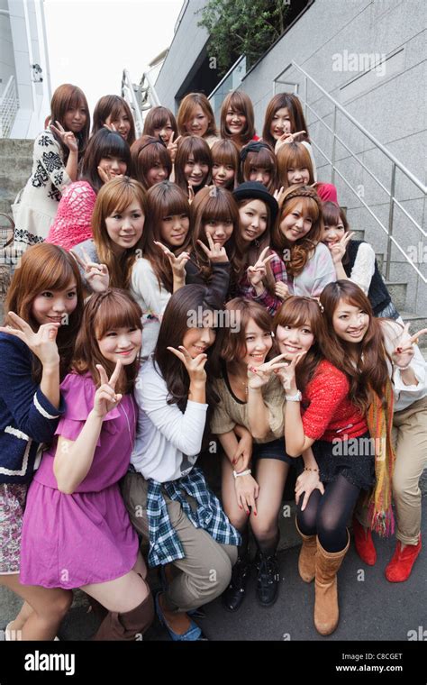 Japan Tokyo Harajuku Group Of Japanese Girls Stock Photo Alamy